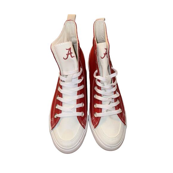 Alabama Crimson Tide High Top Sneakers Red White Canvas Unisex Men’s 8 Womens 10 - Picture 4 of 8